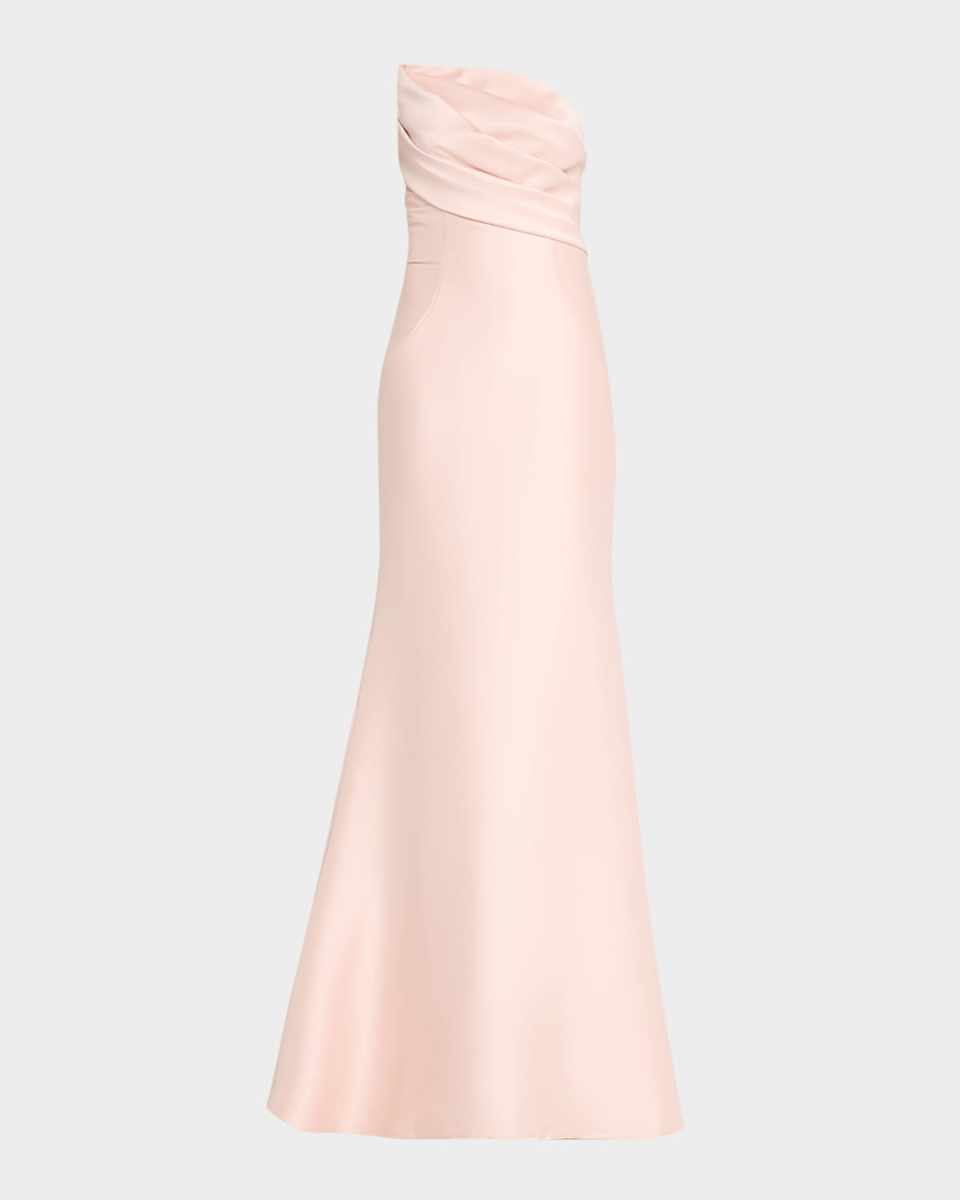 Strapless Asymmetric Trumpet Gown